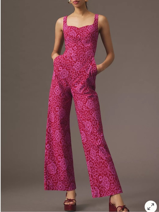 Maeve Pants - The Colette Pink Floral Wide-Leg Jumpsuit Size 8